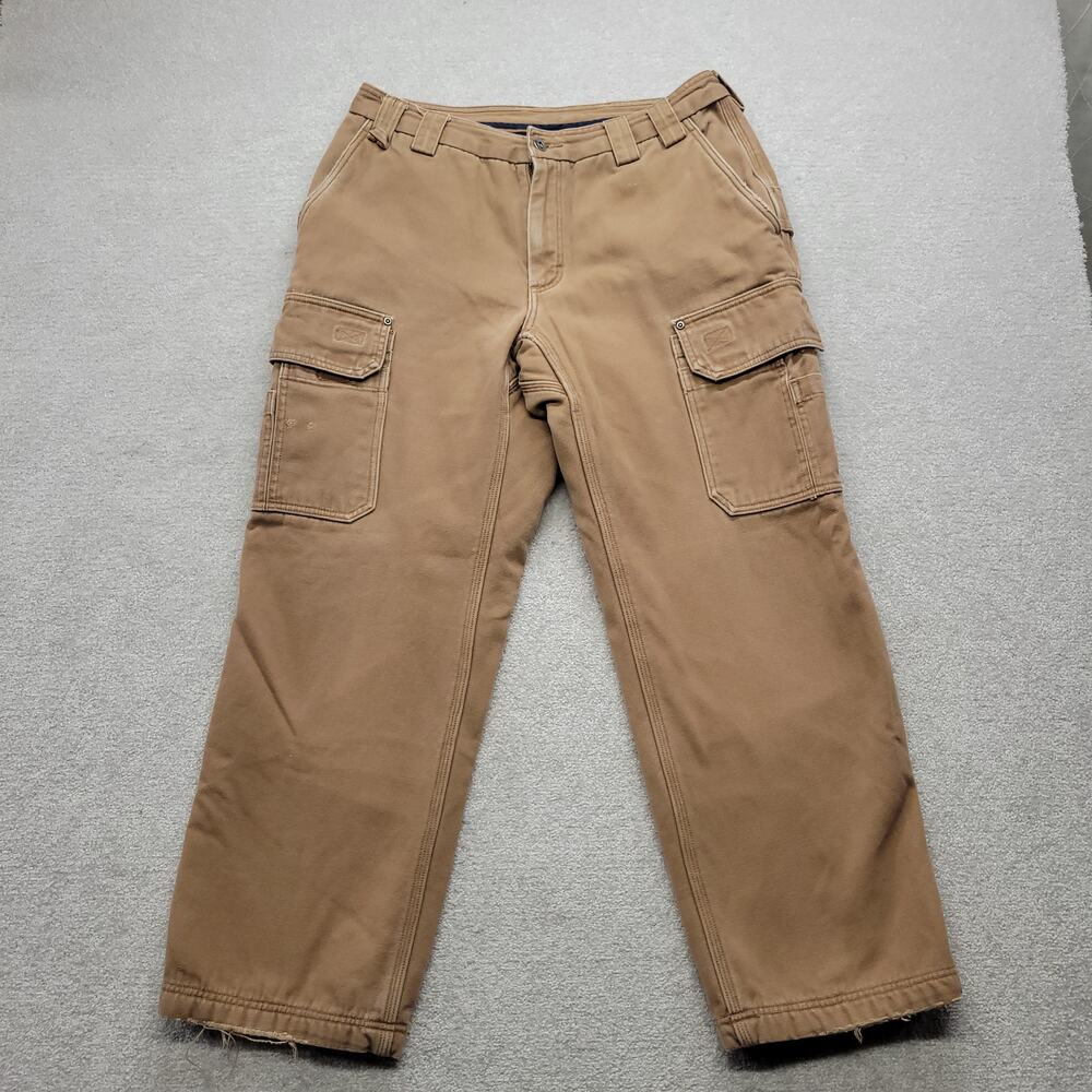 Duluth Trading Co Men’s 36x32 Lined Winter Cargo Work Pants Brown Heavy Duty